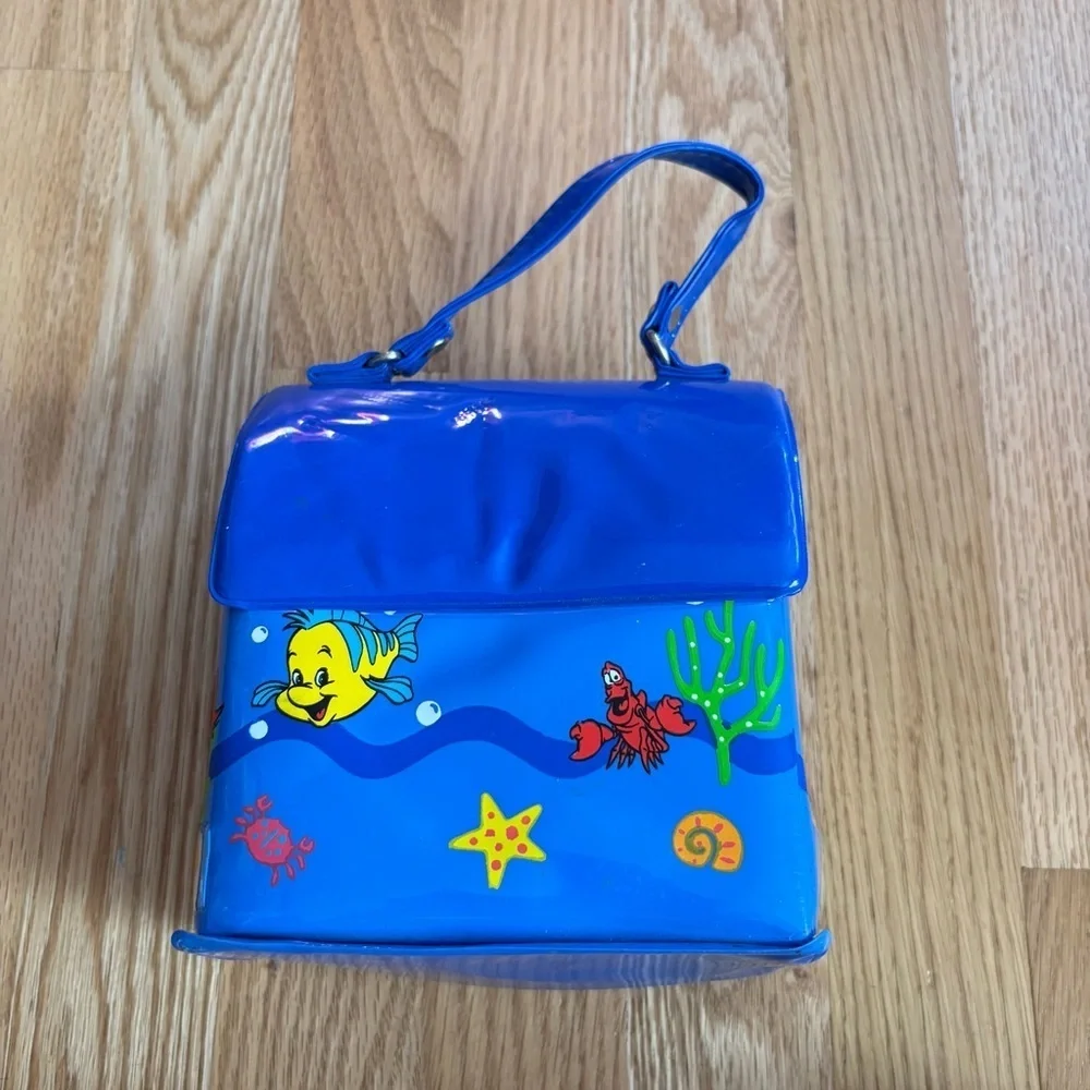 Vintage Disney Little Mermaid Plastic Mini Handle Bag Purse Pyramid 90s Blue